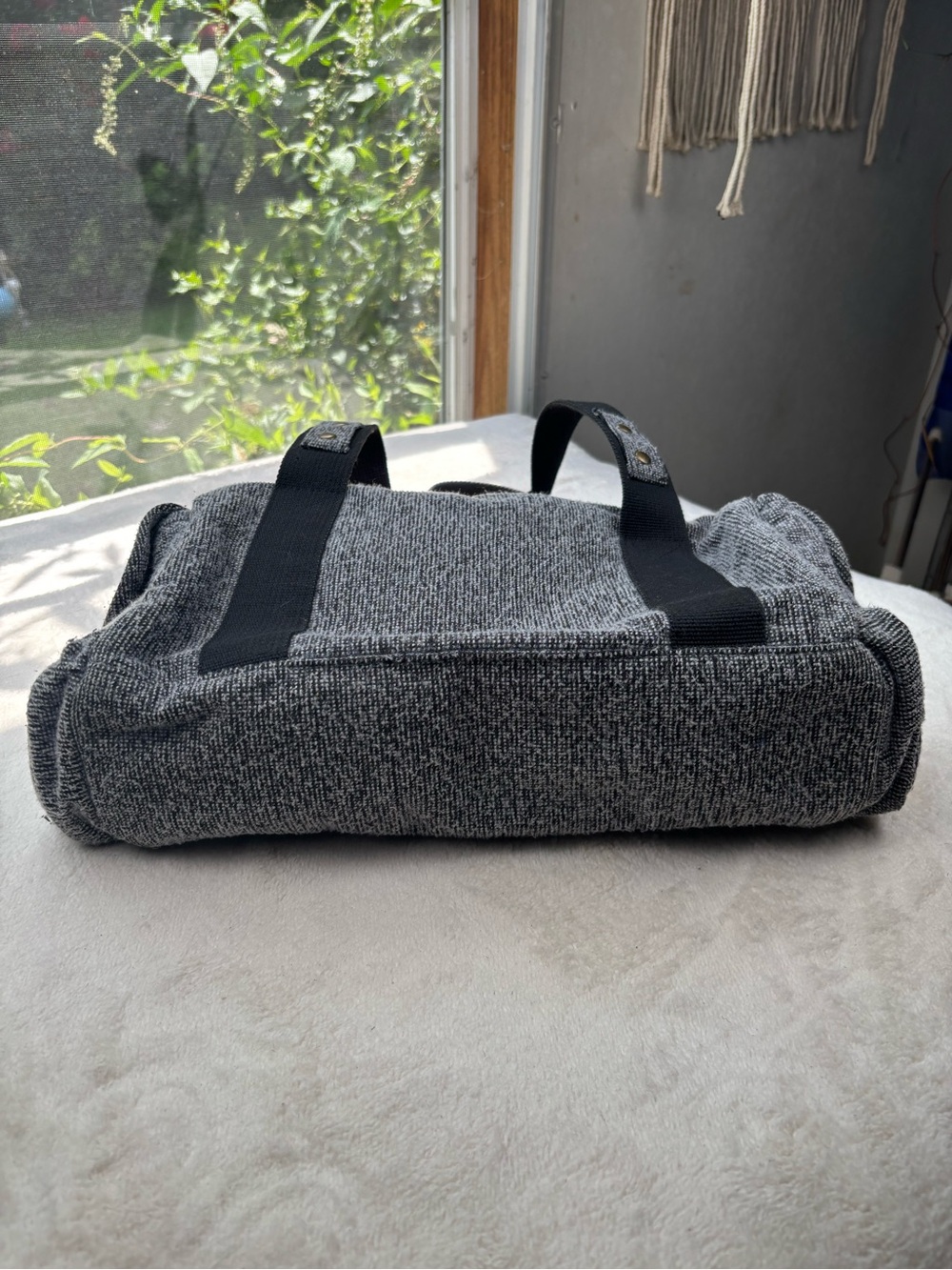 Kavu Gray Heather Shoulder Bag / Small Duffel Bag with Black Webbing - Picture 6 of 15